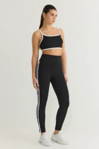 TRENDYOLMİLLA Black White Stripe Detailed Full Size Shaping Knitting Sports Leggings - Image 2