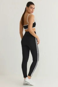 TRENDYOLMİLLA Black White Stripe Detailed Full Size Shaping Knitting Sports Leggings - Image 5