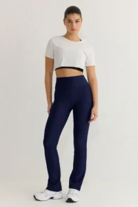 TRENDYOLMİLLA Navy Blue Tam Size Straight Cut Shaping Diver Knitting Sports Leggings - Image 2