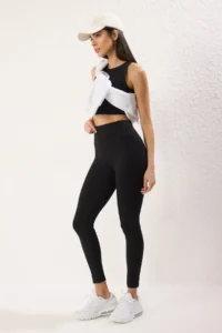 TRENDYOLMİLLA Black Ribbed Tam Size Knitting Sports Leggings