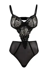 TRENDYOLMİLLA Black Lace/Tulle Fitted Bodysuit .D.00002 - Image 3