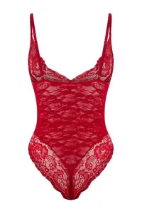 TRENDYOLMİLLA Red Lace Fitted Wireless Bodysuit .D.00003 - Image 3