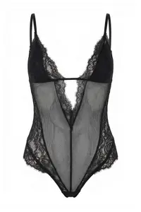 TRENDYOLMİLLA Black Lace/Tulle Fitted Bodysuit .D.00009 - Image 2