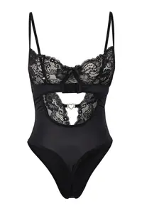 TRENDYOLMİLLA Black Tulle Lace Heart Detailed Fitted Bodysuit .D.00010 - Image 5