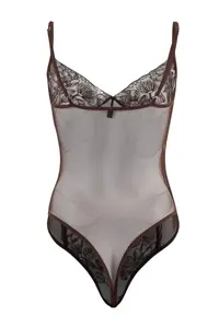 TRENDYOLMİLLA Brown Tulle/Lace Fitted Wireless Lingerie Bodysuit .D.00014 - Image 2