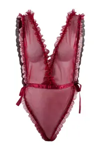 TRENDYOLMİLLA Burgundy Tulle Yandan tied up Frilly Fitted Bodysuit .D.00016 - Image 3