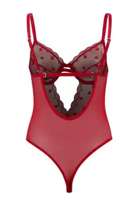 TRENDYOLMİLLA Red Tulle Kalpli Wireless Bodysuit .D.00019 - Image 3