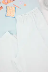 TRENDYOLMİLLA Mavi 100% Cotton Striped and Fun Patterned Knitting Pajama Set - Image 6