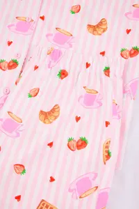 TRENDYOLMİLLA Pink-Multicolored 100% Cotton Fun Patterned Knitting Pajama Set - Image 6