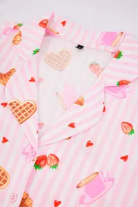 TRENDYOLMİLLA Pink-Multicolored 100% Cotton Fun Patterned Knitting Pajama Set - Image 7