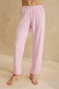 TRENDYOLMİLLA Pink Cherry Embroidered with pocket Baby Overloklu Crepe textured Knitting Pajama Set - Image 6