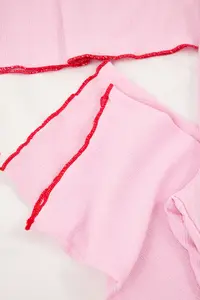TRENDYOLMİLLA Pink Cherry Embroidered with pocket Baby Overloklu Crepe textured Knitting Pajama Set - Image 9