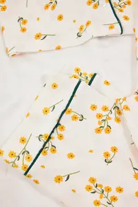 TRENDYOLMİLLA White Floral Piped Crepe textured Knitting Pajama Set - Image 6