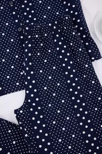 TRENDYOLMİLLA Navy Blue Cotton Lycra Polka Dot Knitting Pajama Set - Image 7