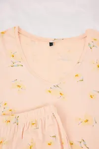 TRENDYOLMİLLA Salmon Floral Knitting Pajama Set - Image 7