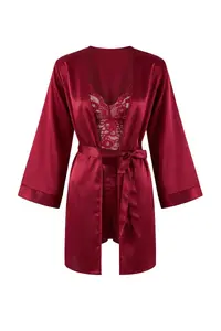 TRENDYOLMİLLA Burgundy Satin Lace Detailed 4 Sets Dowry Set Weaving Pajama Set- Panties-Robe - Image 8