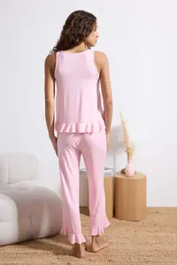 TRENDYOLMİLLA Pink with flywheel Viscose Knitting Pajama Set - Image 8