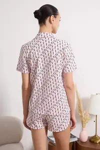 TRENDYOLMİLLA Pink 100% Cotton Slogan Patterned with pocket Knitting Pajama Set - Image 4