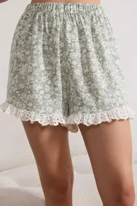TRENDYOLMİLLA Green-Multicolored Floral embroidery Detailed Viscose Weaving Pajama Set - Image 5