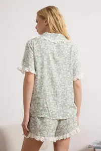 TRENDYOLMİLLA Green-Multicolored Floral embroidery Detailed Viscose Weaving Pajama Set - Image 6