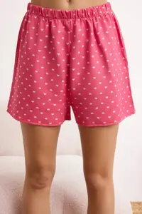 TRENDYOLMİLLA Pink Kalpli Weaving Pajama Set - Image 3