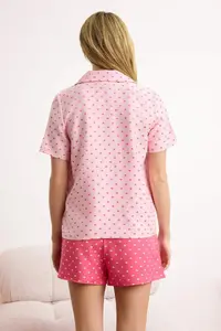 TRENDYOLMİLLA Pink Kalpli Weaving Pajama Set - Image 4