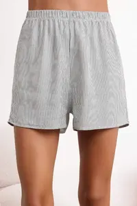TRENDYOLMİLLA Multicolored Striped Piping Detailed Viscose Weaving Pajama Set - Image 3