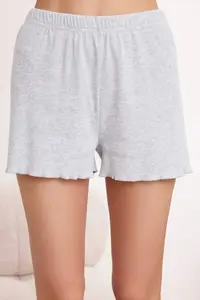 TRENDYOLMİLLA Gray Melange Ribbed Soft Touch Knitting Pajama Set - Image 3