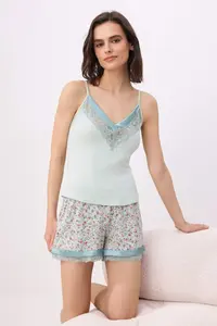 TRENDYOLMİLLA MINT Printed Lycra Combed cotton single jersey Knitting Pajama Set - Image 2