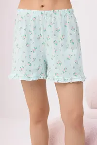 TRENDYOLMİLLA Mavi 100% Cotton Printed Piped 30/1 penye single jersey Knitting Pajama Set - Image 3