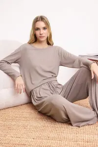 TRENDYOLMİLLA Mink Baby Overlocked Soft Touch Winter Ribbed/Pointel Knitting Pajama Set - Image 2
