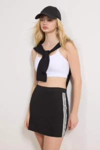 TRENDYOLMİLLA Black Striped 2 Layer OF shorts Knitting Sports Shorts Skirt