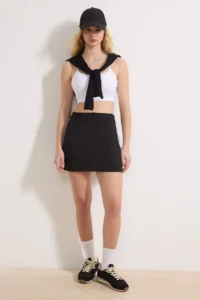 TRENDYOLMİLLA Black Striped 2 Layer OF shorts Knitting Sports Shorts Skirt - Image 2