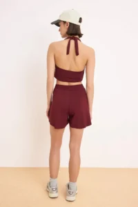 TRENDYOLMİLLA Burgundy Scuba Material 2 Layer OF shorts with pocket Knitting Sports Shorts - Image 5