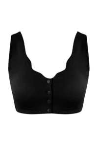 TRENDYOLMİLLA Black Seamless Laser Cutting Invisible/Ghost Button Detailed Covered bralette Knitting Bra - Image 2