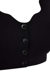 TRENDYOLMİLLA Black Seamless Laser Cutting Invisible/Ghost Button Detailed Covered bralette Knitting Bra - Image 3