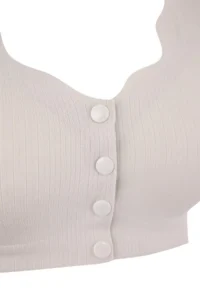 TRENDYOLMİLLA Gray Seamless Laser Cutting Invisible/Ghost Button Detailed Covered bralette Knitting Bra - Image 3