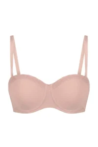 TRENDYOLMİLLA Powder Pink single Micro Lace Detailed Ekstra Push Up Strapless Bra