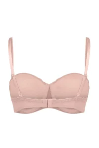 TRENDYOLMİLLA Powder Pink single Micro Lace Detailed Ekstra Push Up Strapless Bra - Image 2