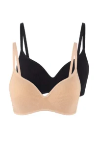 TRENDYOLMİLLA Black-Nude 2 Sets Micro Covered T-Shirt Bra Knitting Bra