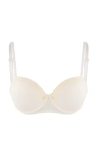 TRENDYOLMİLLA White Lace and Ribbon/with bow Push Up balconette Knitting Bra - Image 2