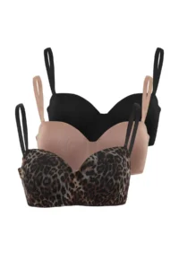 TRENDYOLMİLLA Black-Multicolored 3 Sets Micro Leopard Sabit Container Strapless Bra - Image 3
