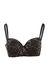 TRENDYOLMİLLA Black-Multicolored 3 Sets Micro Leopard Sabit Container Strapless Bra - Image 7