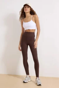 TRENDYOLMİLLA Brown Striped Tam Size Knitting Sports Leggings - Image 2