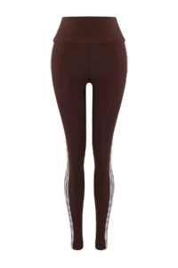TRENDYOLMİLLA Brown Striped Tam Size Knitting Sports Leggings - Image 5