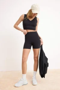 TRENDYOLMİLLA Black Scuba Short Sports Leggings