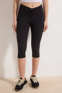 TRENDYOLMİLLA Black Capri Size Brushed Soft Material Double breasted Waist Knitting Sports Leggings - Image 3