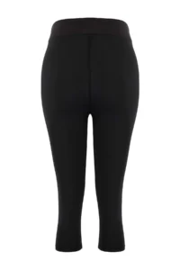 TRENDYOLMİLLA Black Capri Size Brushed Soft Material Double breasted Waist Knitting Sports Leggings - Image 6