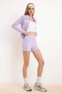 TRENDYOLMİLLA Lilac Double breasted Waist Piping Detailed Scuba Sports Leggings - Image 2