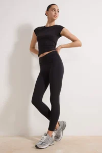 TRENDYOLMİLLA Black Shirred Waist folded Brushed Soft Material Knitting Sports Leggings - Image 3